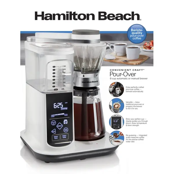 Hamilton Beach Convenient Craft Automatic or Manual Pour-Over Coffee Brewer