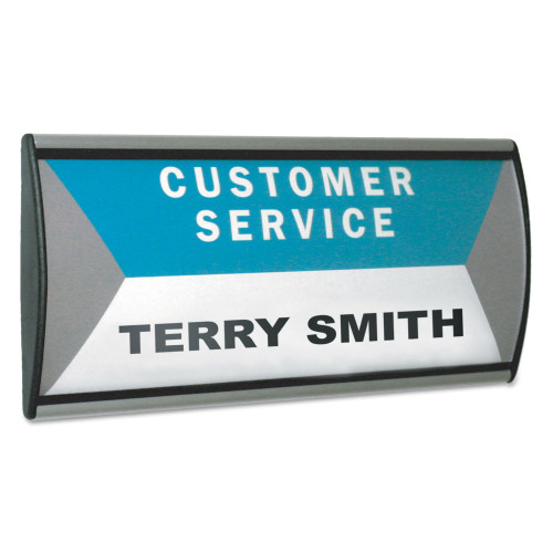 People Pointer Wall/Door Sign， Aluminum Base， 8.75 x 4， Black/Silver (75390)