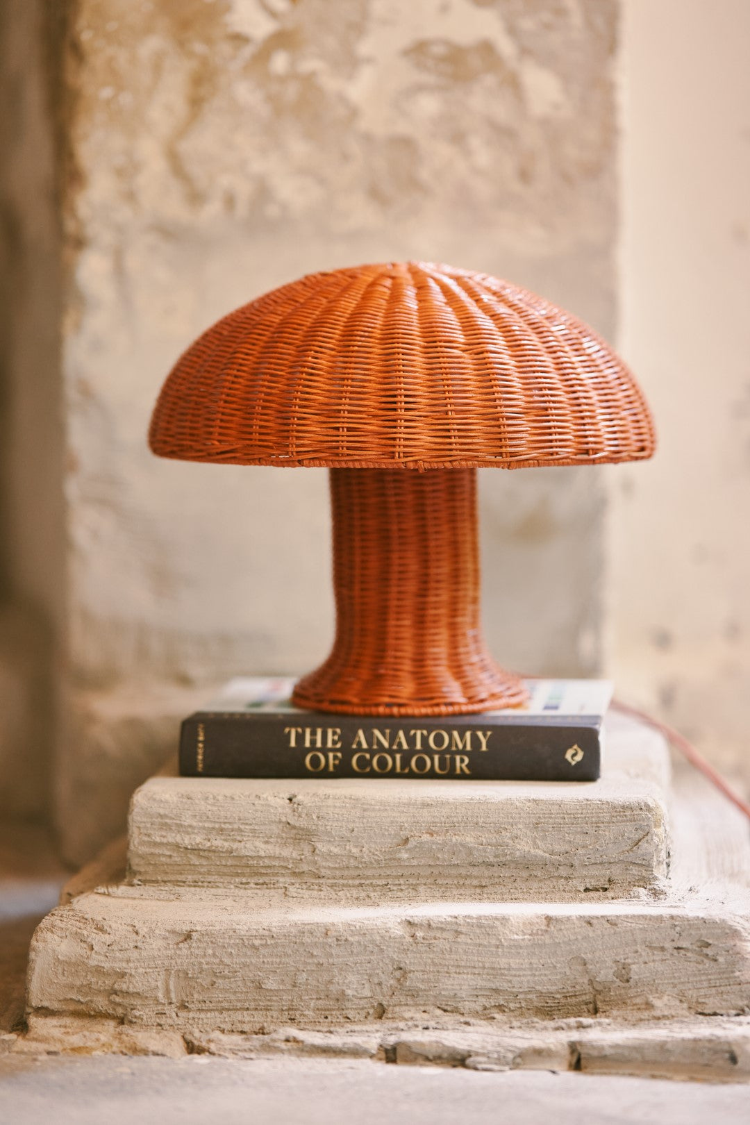 Rattan mushroom table lamp Coral