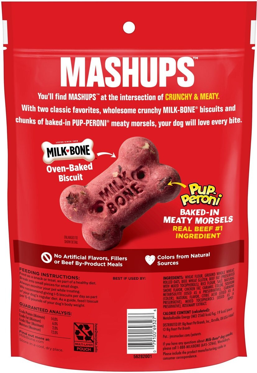 Milk-Bone Pup-Peroni Mashups Dog Treats， 10-oz bag， case of 5