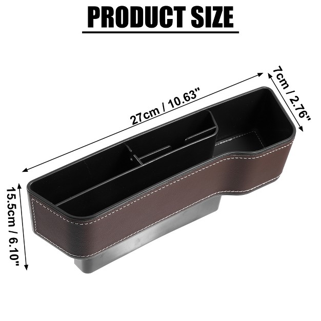 Unique Bargains Car Seat Gap Storage Box Gap Filler Organizer Front Console Side Pocket Brown