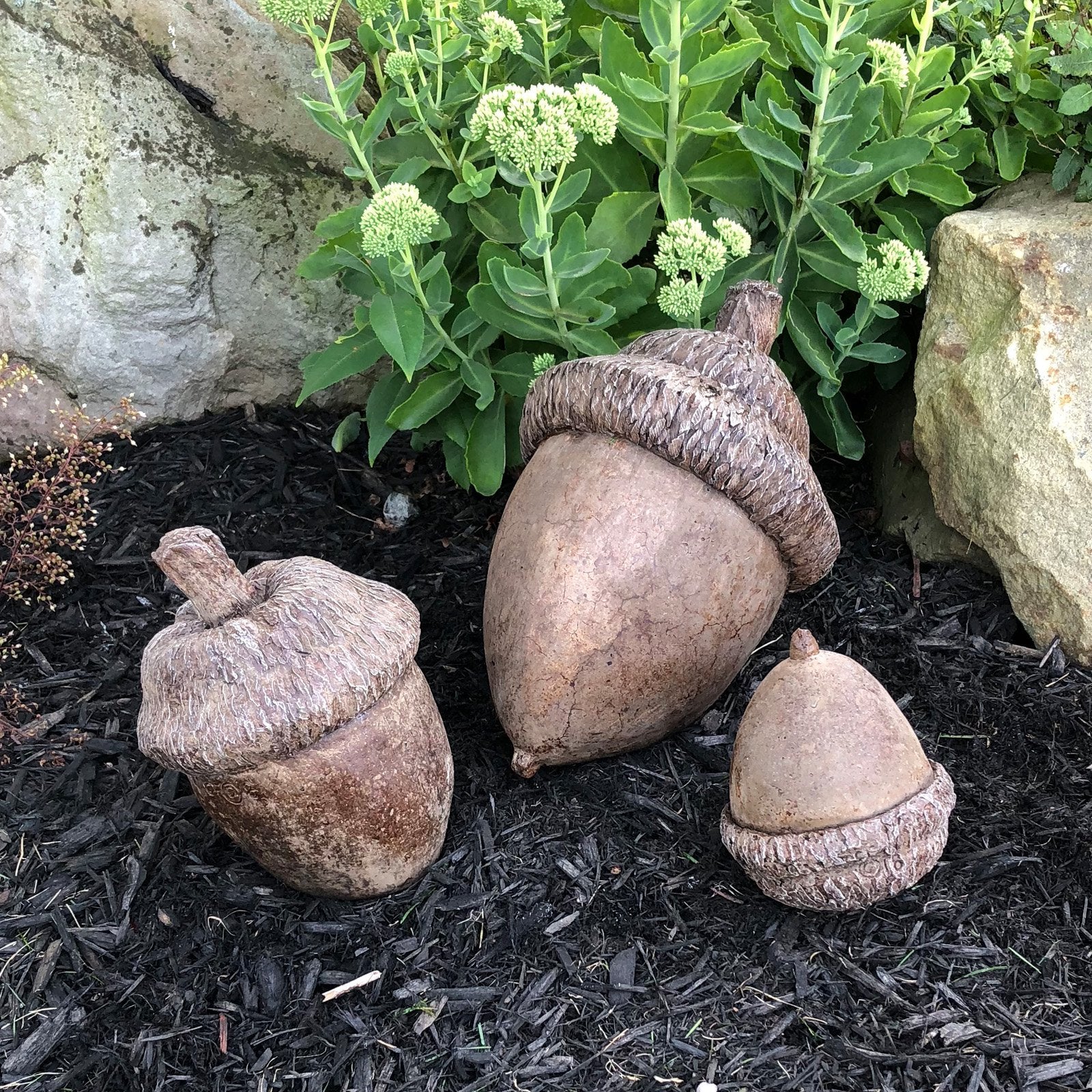 Athena Garden Decorative Cast Stone Acorns - Set of 3