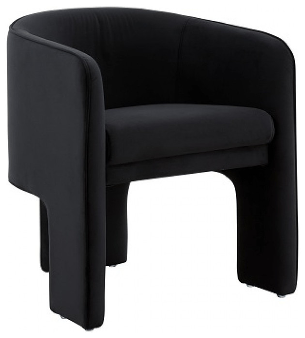 24 quotBlack Velvet Mod Three Leg Arm Chair   Transitional   Armchairs And Accent Chairs   by HomeRoots  Houzz