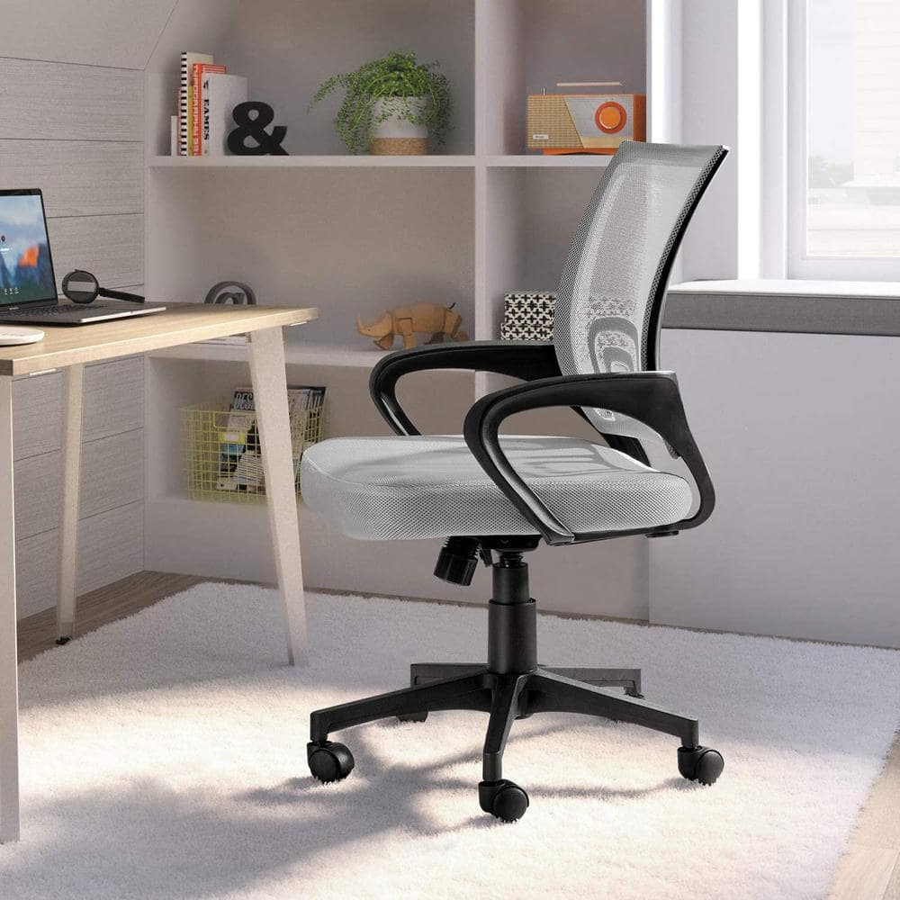 LACOO Gray Office Chair Ergonomic Desk Task Mesh Chair with Armrests Swivel Adjustable Height T-OCNC9404