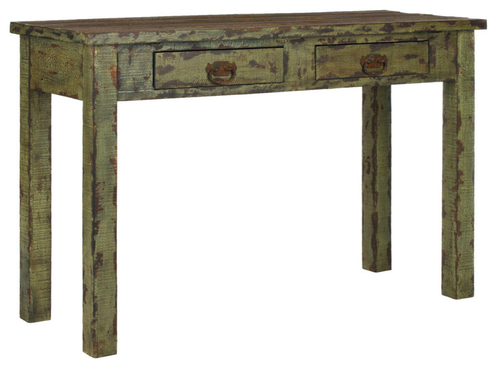 Brice 2 Drawer Console Antique Green   Farmhouse   Console Tables   by V.S.D Furniture  Houzz