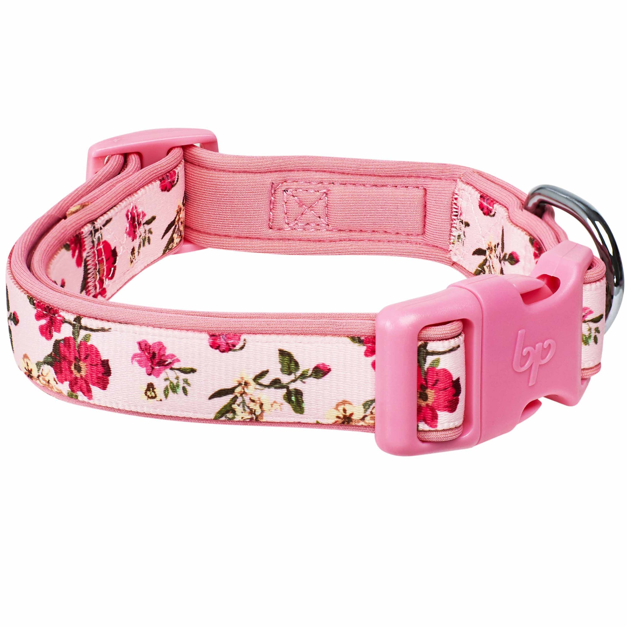 Blueberry Pet Pink Soft  Comfy Peony Flower Padded Dog Collar， Small