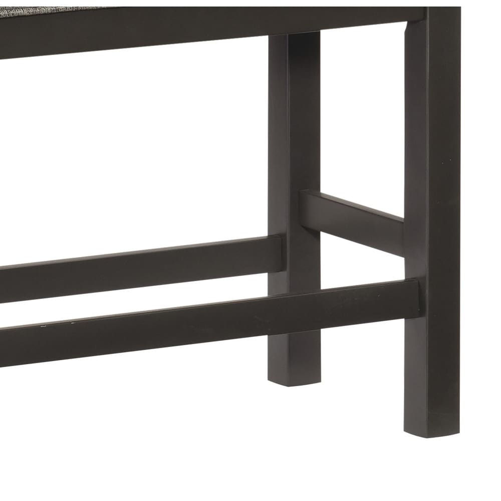 Casual Dining Counter Height Bench 1pc Gunmetal Gray Finished Wood Gray Fabric Covered Padded Seat Modern Furniture