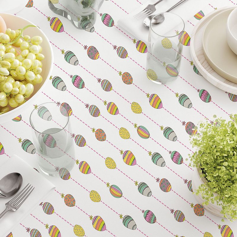 Square Tablecloth， 100% Cotton， 60x60， Easter Egg Stripe