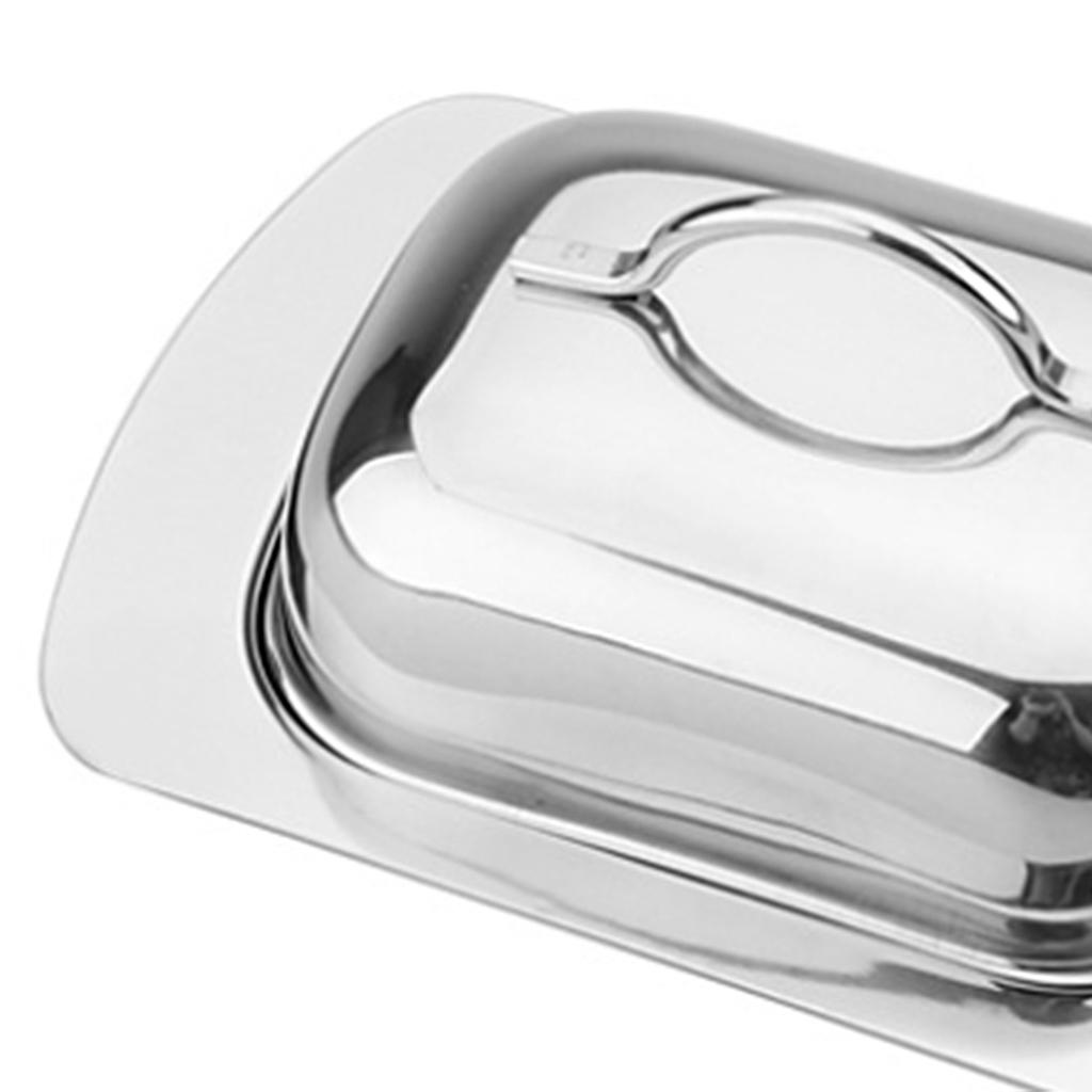 Large Butter Dish Steel Keeper with Lid Cover， Perfect for 2 Sticks of Butter，