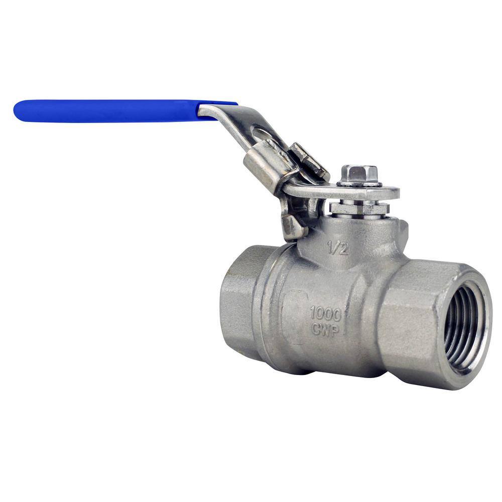 Apollo 12 in. x 12 in. Stainless Steel FNPT x FNPT 2-34 in. L Full-Port Ball Valve with Latch Lock Lever 96F10327