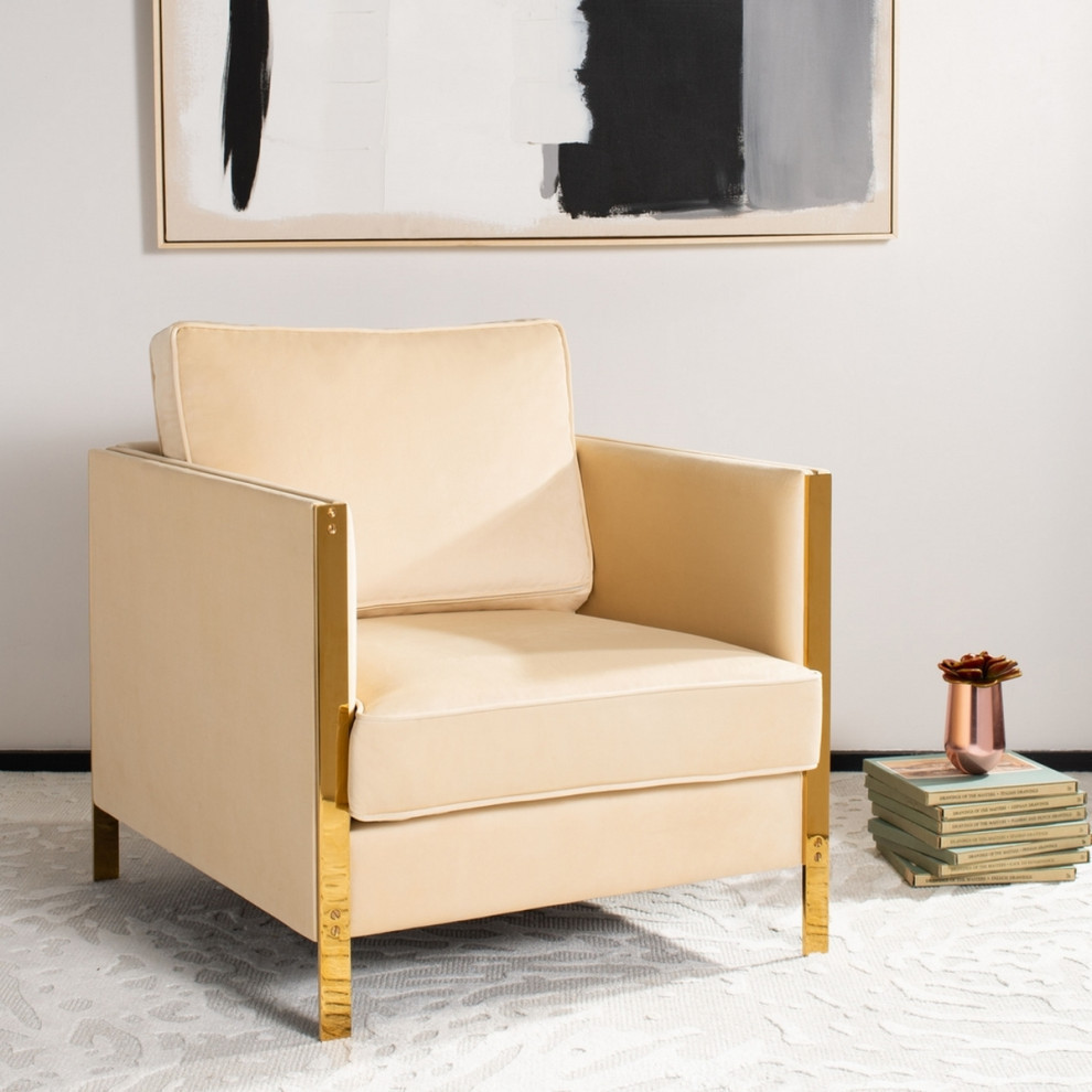 Bambi Club Chair  Cream/Gold   Contemporary   Armchairs And Accent Chairs   by Rustic Home Furniture Deco  Houzz