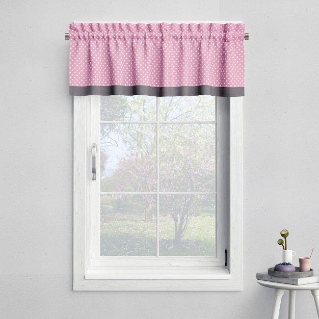 Bacati Pin Dots Pink gray Window Valance