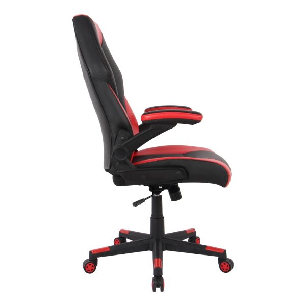 RS Gaming RGX Faux Leather High-Back Gaming Chair， Black/Red， BIFMA Certified