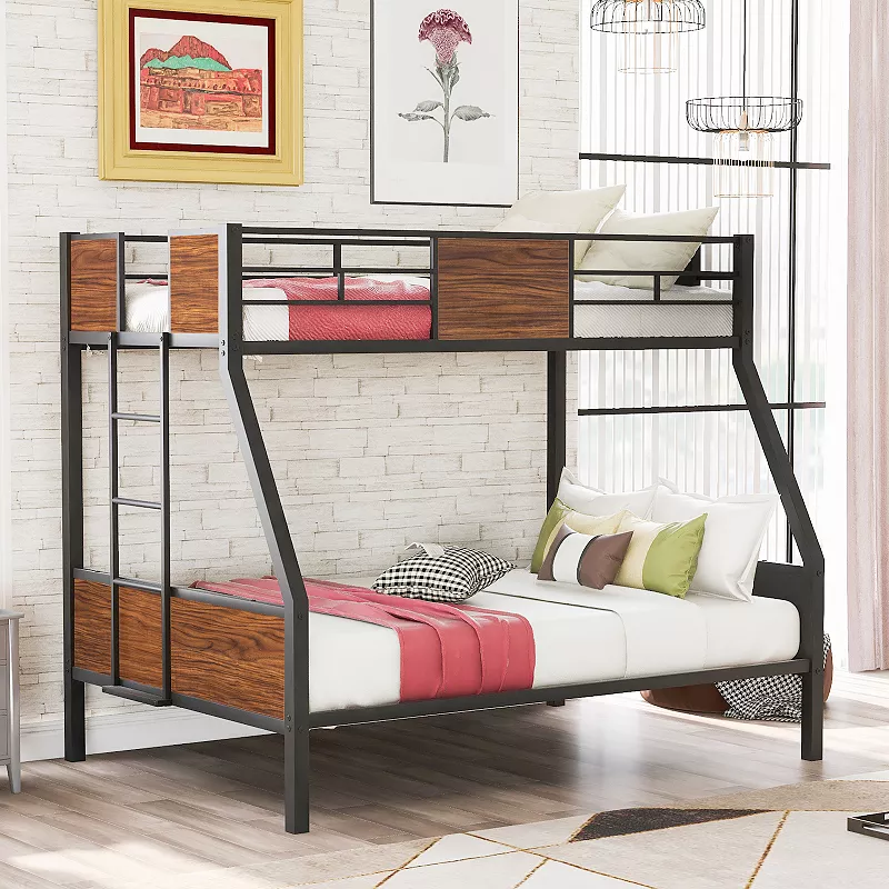 Merax Twin-over-Full Bunk Bed Modern Style Steel Frame Bunk Bed