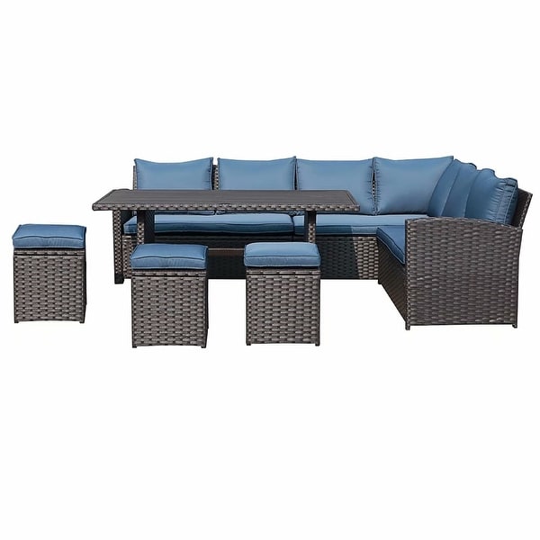 Outdoor 7piece Wicker Dining Set Patio Sofa Furniture