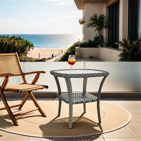 Outsunny Rattan Coffee Table，Wicker Side Table，Outdoor End Table