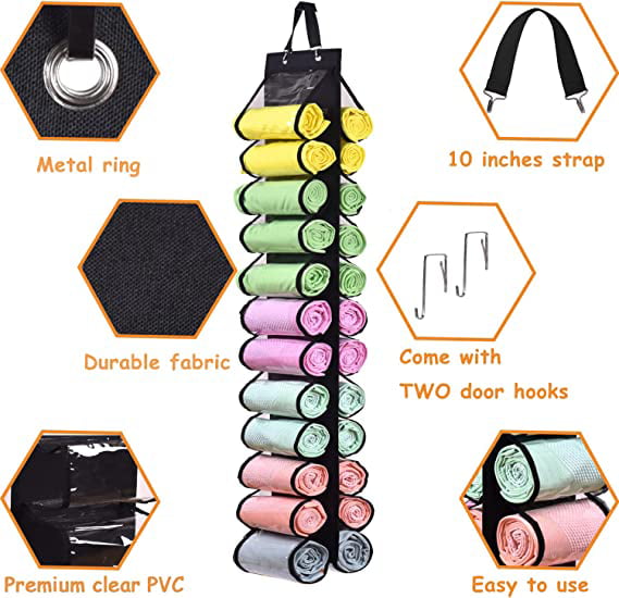 Legging Storage Bag Storage, Foldable Leggings Organizer Clothes Portable Closets Roll Holder Closet Organizers and Storage for Family Closet Bedroom(Black)