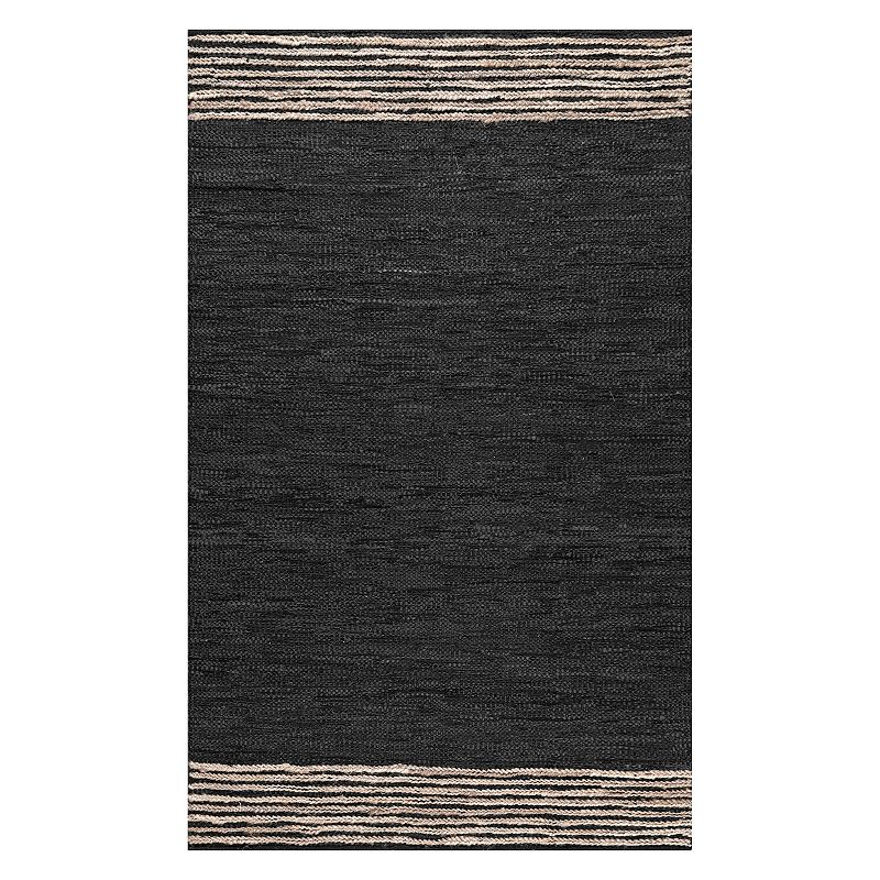 nuLoom Hand Braided Jute Leather Kelli Area Rug