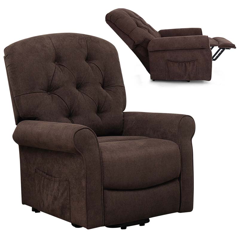 Skin-friendly Fabric Power Lift Chair for Elderly, Adjustable Electric Recliner Living Room Sofa with Remote