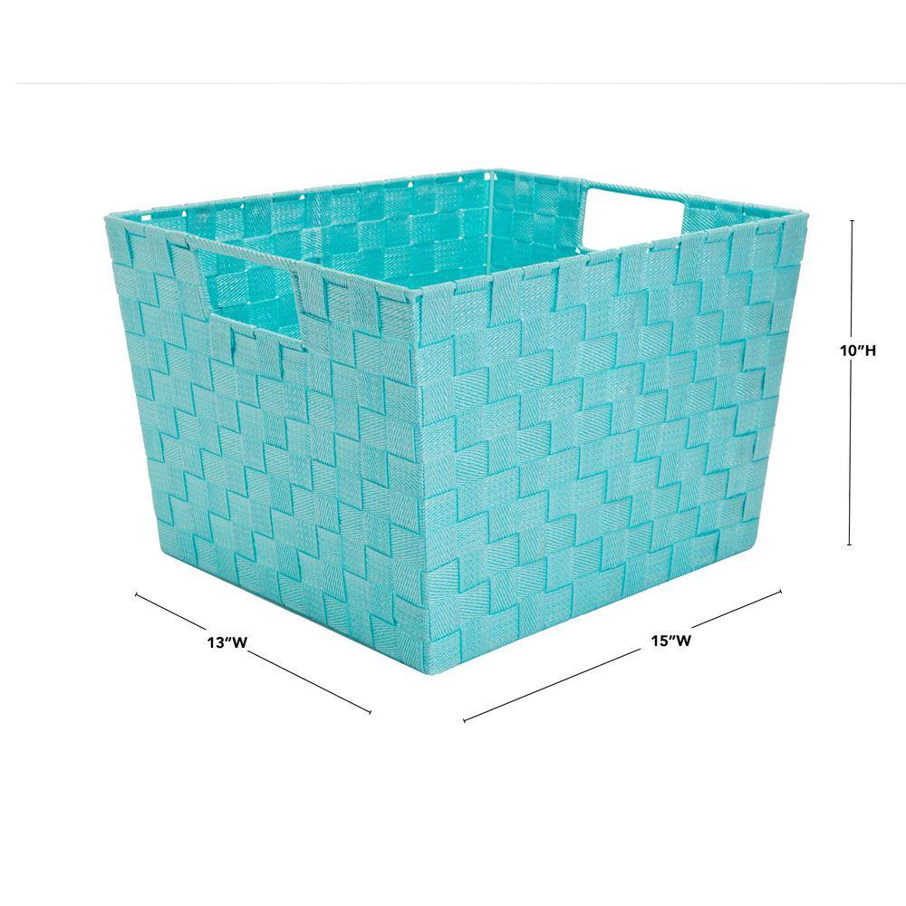 SIMPLIFY 14 in. D x 10 in. H x 15 in. W Blue Plastic Cube Storage Bin 26241-MINT