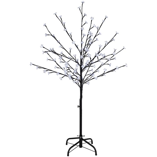 Northlight 4' Pre-lit Sakura Cherry Blossom Artificial Flower Tree - Pure White Led Lights