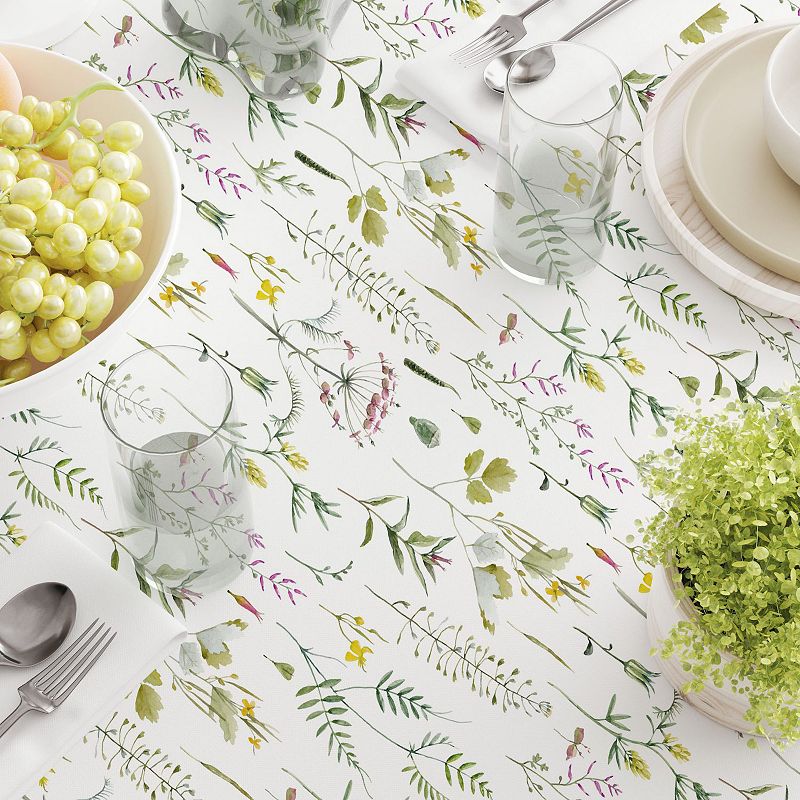 Square Tablecloth， 100% Polyester， 54x54， Botanical Stripe