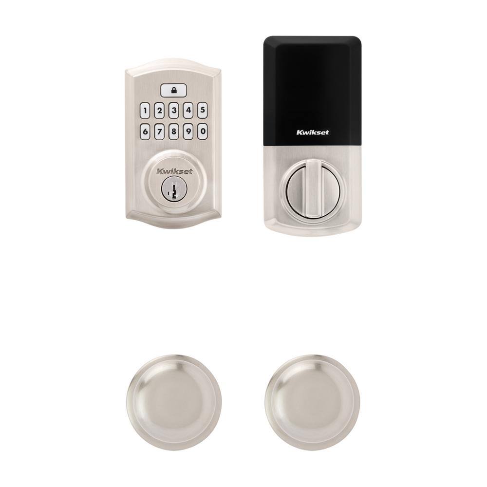 Kwikset SmartCode 260 Traditional Satin Nickel Keypad Electronic Deadbolt Feat SmartKey and Hancock HallCloset Knob Combo Pack 9260TRL720H15RB