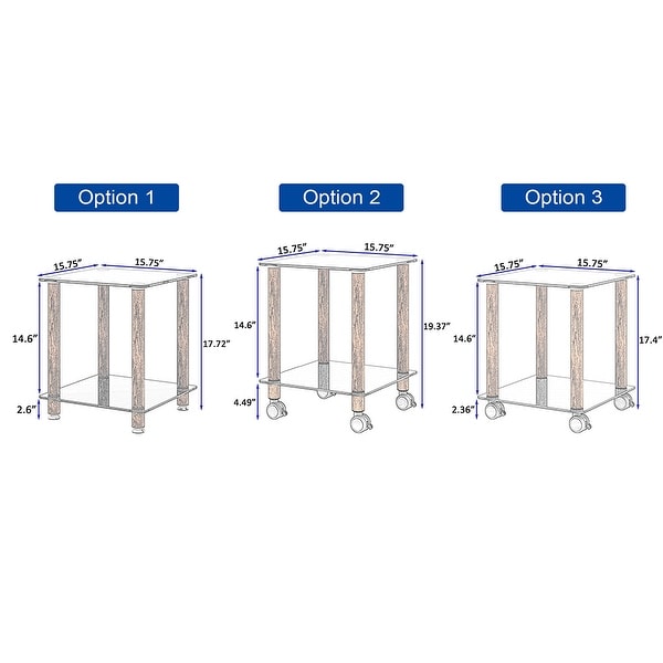 2-Tier Space End Table Side Table with Storage Shelve