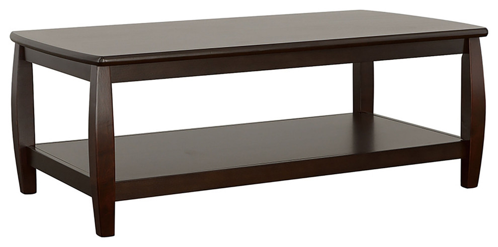 Dixon Rectangular Coffee Table With Lower Shelf Espresso   Modern   Coffee Tables   by Modon  Houzz