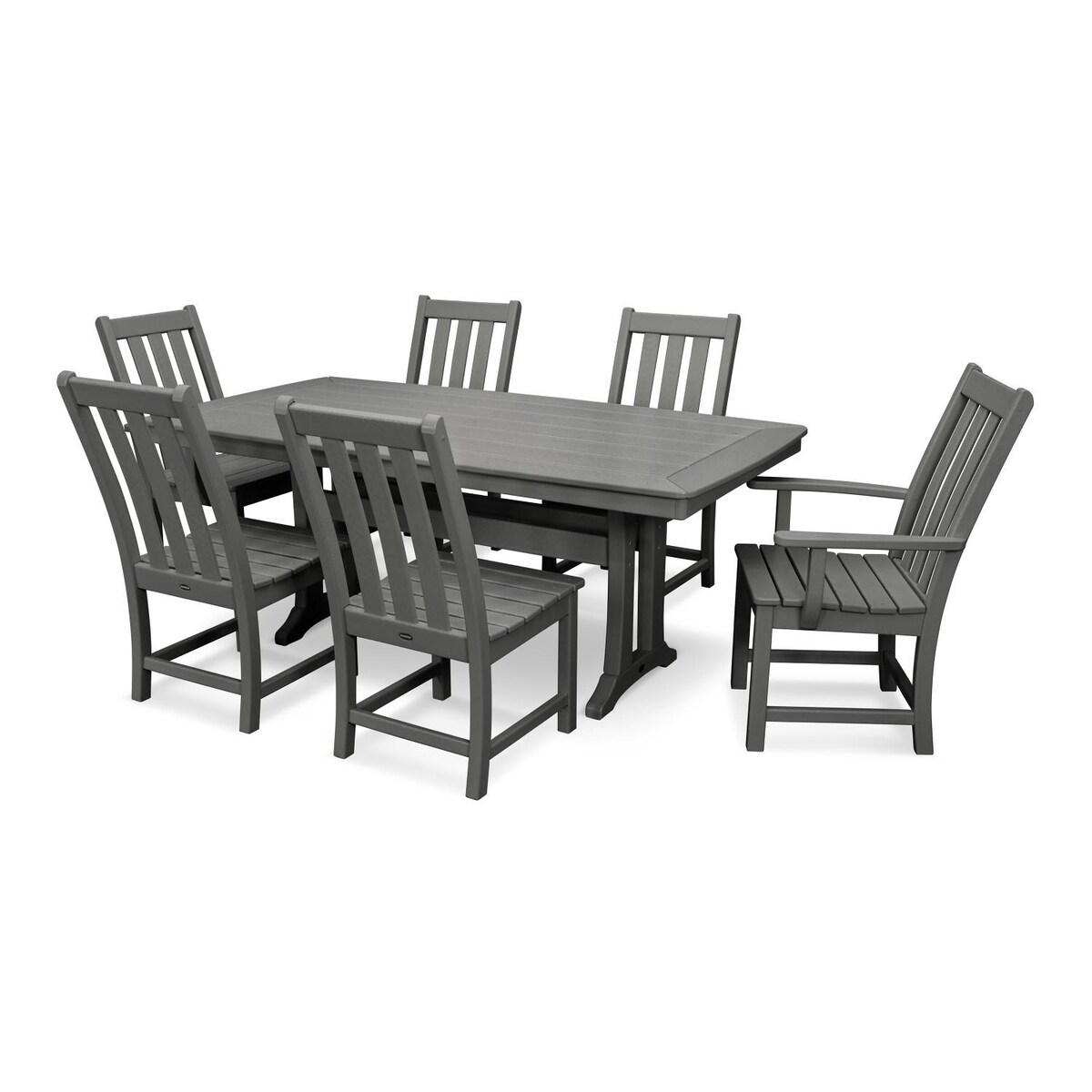 POLYWOOD Vineyard 7-Piece Nautical Trestle Dining Set