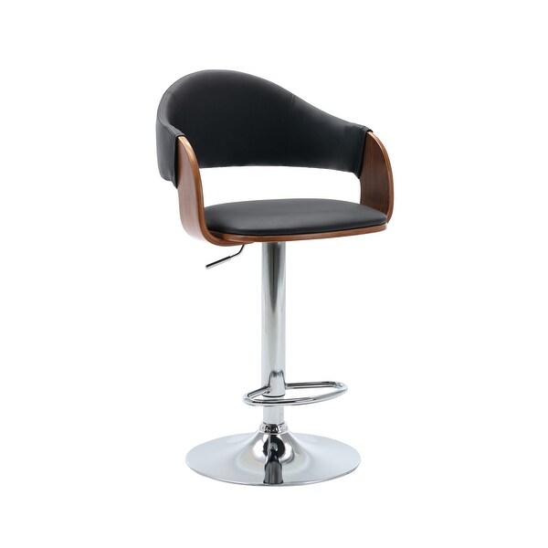 Porthos Home Emir Height Adjustable Bar Stool， PU Leather， Swivel Seat