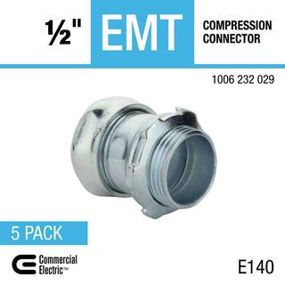 Commercial Electric 12 in. Electrical Metallic Tubing (EMT) Compression Connector (5-Pack) FECCS-50-5