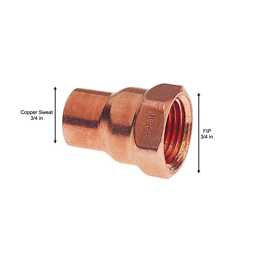 Everbilt 34 in. Copper Pressure Cup x FIP Female Adapter Fitting C603HD34