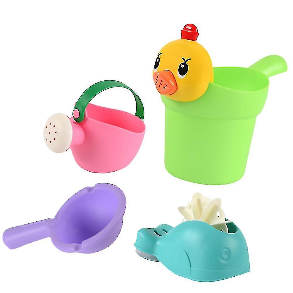 1 Set Of Portable Bathtime Toy Funny Water Toy Outdoor Beach Sand Bucket Set Funny Playing Toy For Kids Baby Girl Boy (4pcs Duckling Beach Bucket Rand