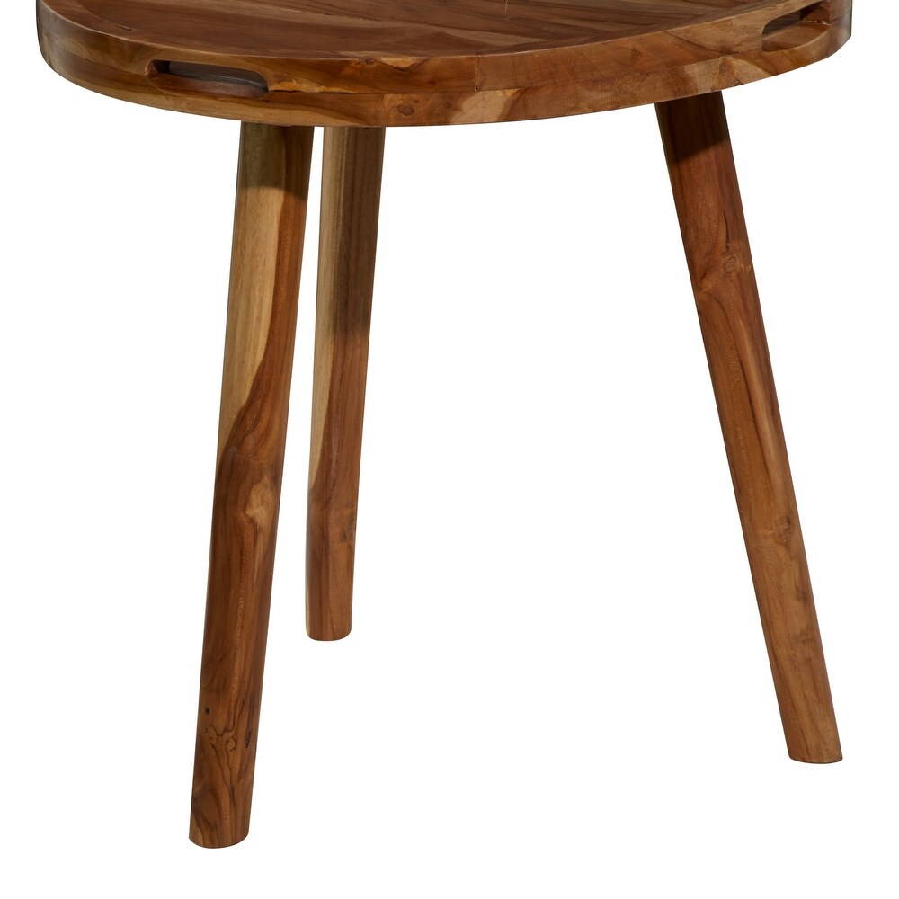 Brown Teak wood Contemporary Accent Table 24 x 24 x 24   24 x 24 x 24Round