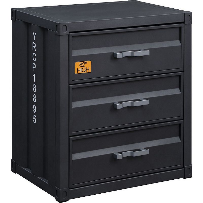 3 Storage Drawered Metal Cargo Chest， Black