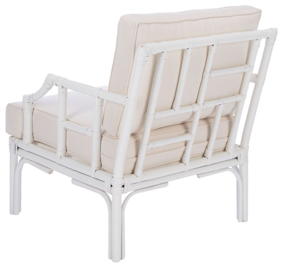 Zimmi Accent Chair With Cushion White   Tropical   Armchairs And Accent Chairs   by Peachtree Fine Furniture  Houzz