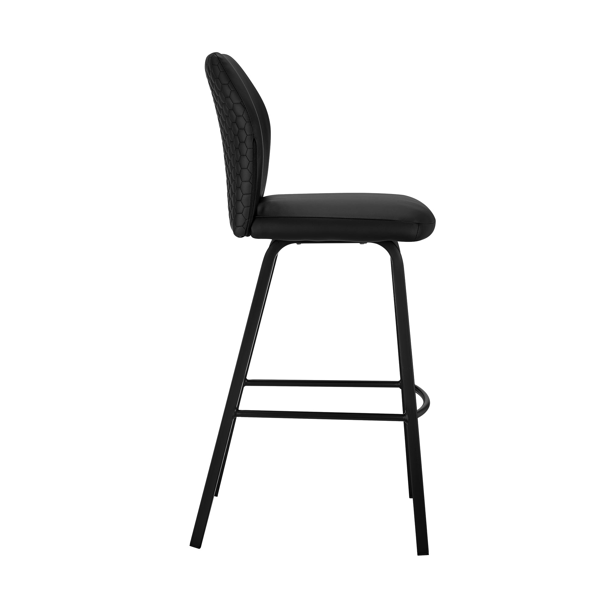 Tandy Black Faux Leather and Black Metal 30 Bar Stool