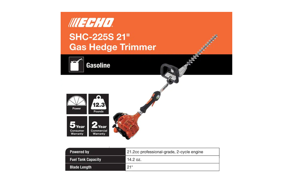 Echo SHC-225S 21 in. 21.2 cc Gas 2-Stroke Cycle Hedge Trimmer