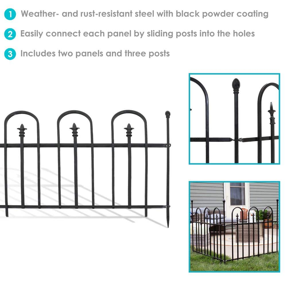 Sunnydaze Decor Strasbourg 30.50 in. Steel Garden Fence with Posts - (Set of 2) HBM-659