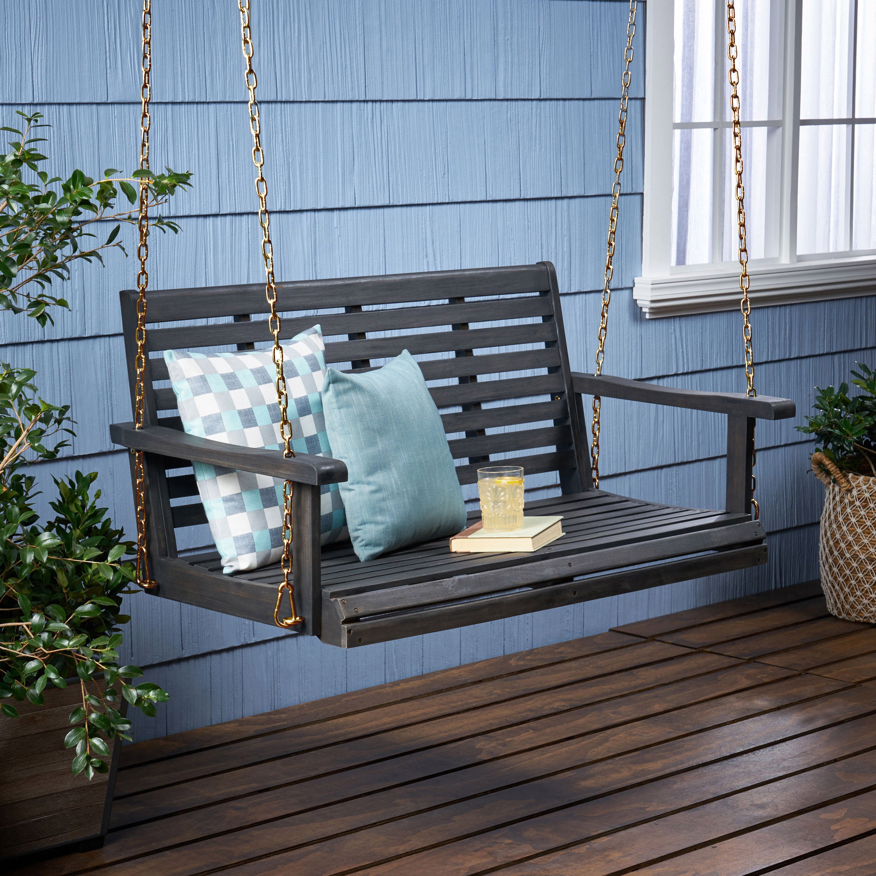 Viola Outdoor Aacia Wood Porch Swing