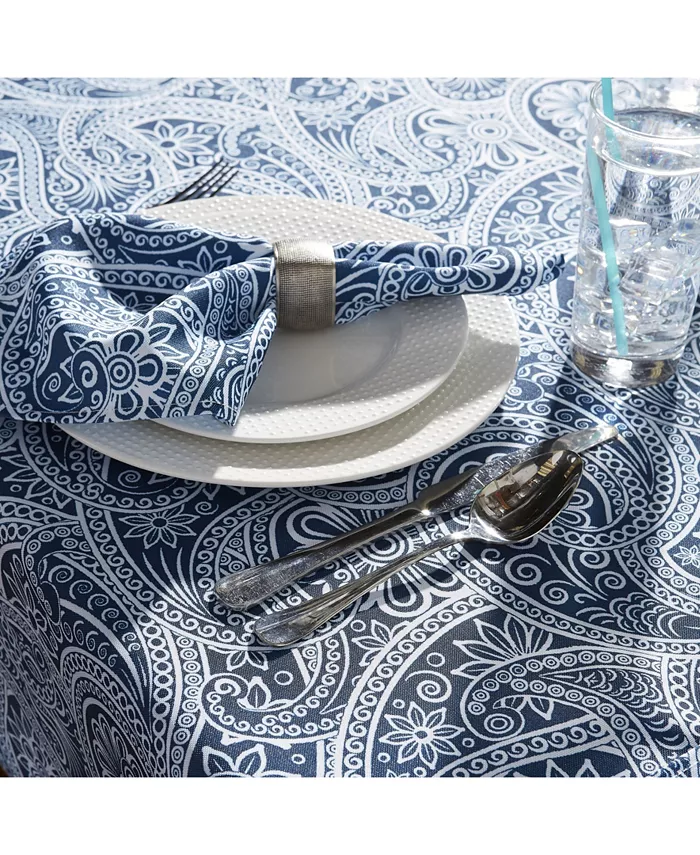 Design Imports Paisley Print Outdoor Tablecloth 60 Round