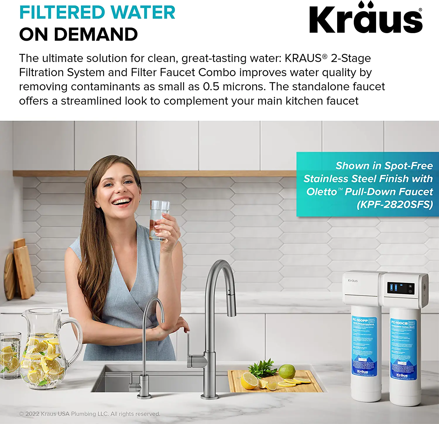 Kraus Purita Dual-stage Carbon Block Under Sink Water Filtration System