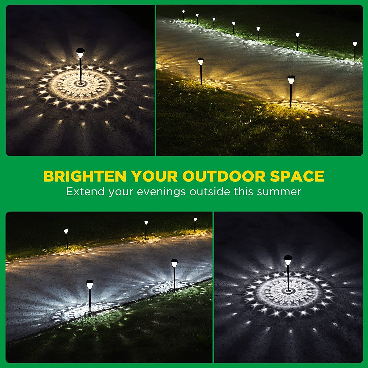 Luosen Super Bright Solar Lights Outdoor Waterproof 8 Pack， Up to 12 Hrs Solar Powered Outdoor Pathway Garden Lights Auto On/Off， LED Landscape Lighting Decorative for Walkway Patio Yard