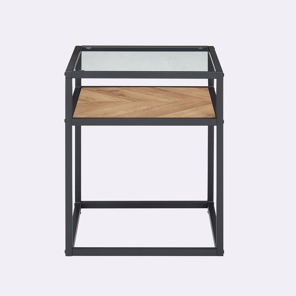 2-Tier Side Table Tempered Glass Top