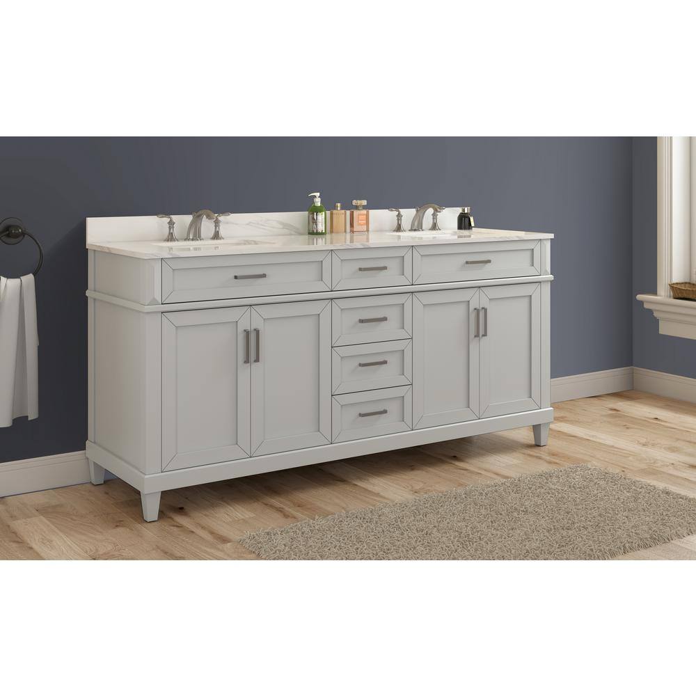 Home Decorators Collection Talmore 60 in. W x 22 in. D x 35 in. H Freestanding Bath Vanity in Gray with White Cultured Marble Top VA-FC0201