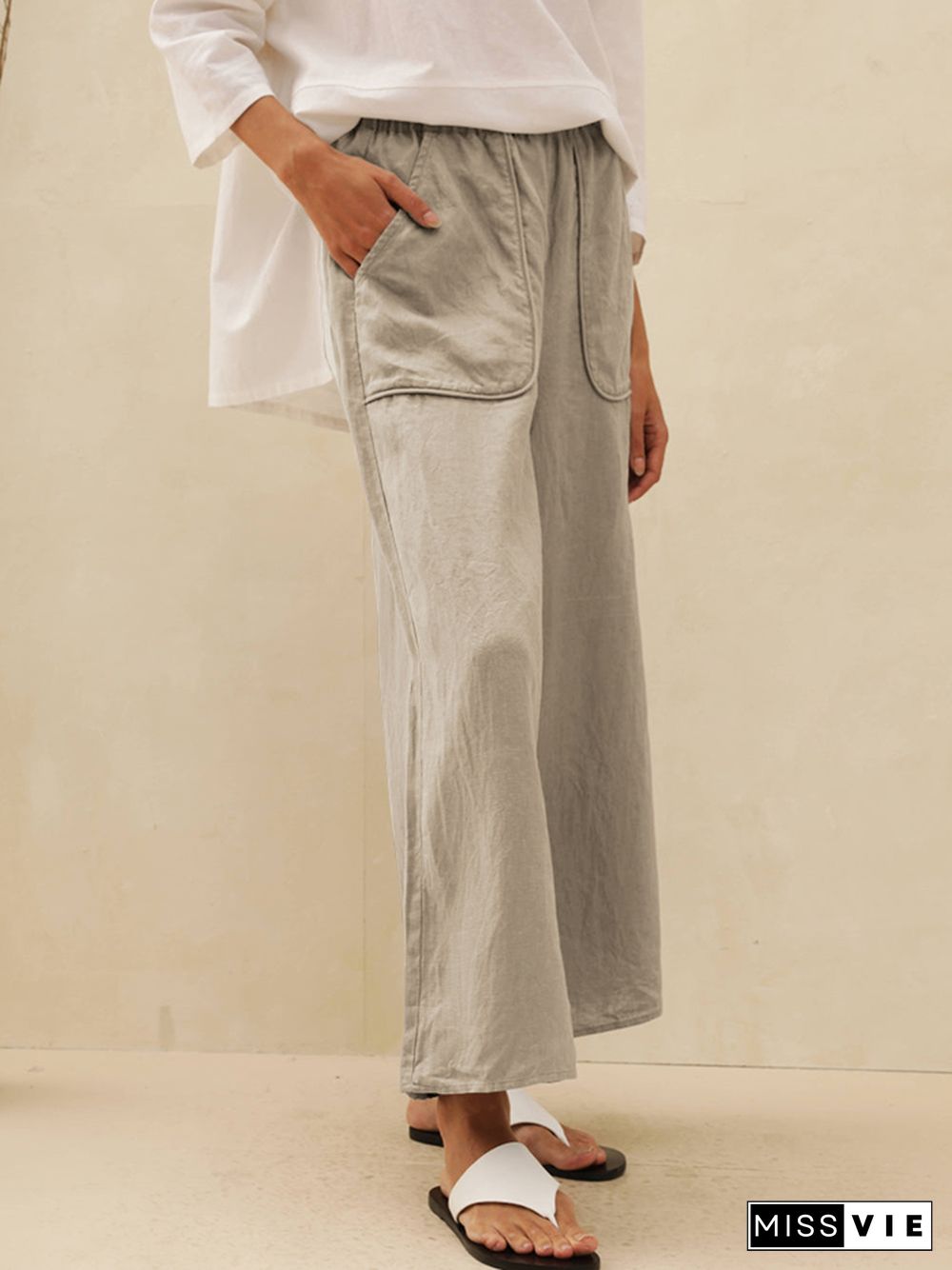 Thalia Linen Pocket Wide Leg Pants