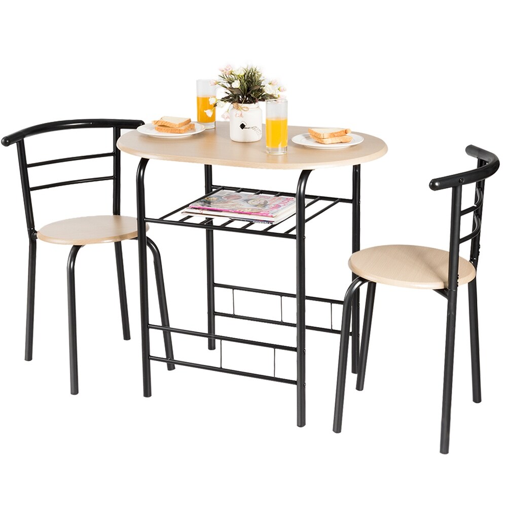 Gymax 3 Piece Dining Set Home Kitchen Furniture Table and 2 Chairs