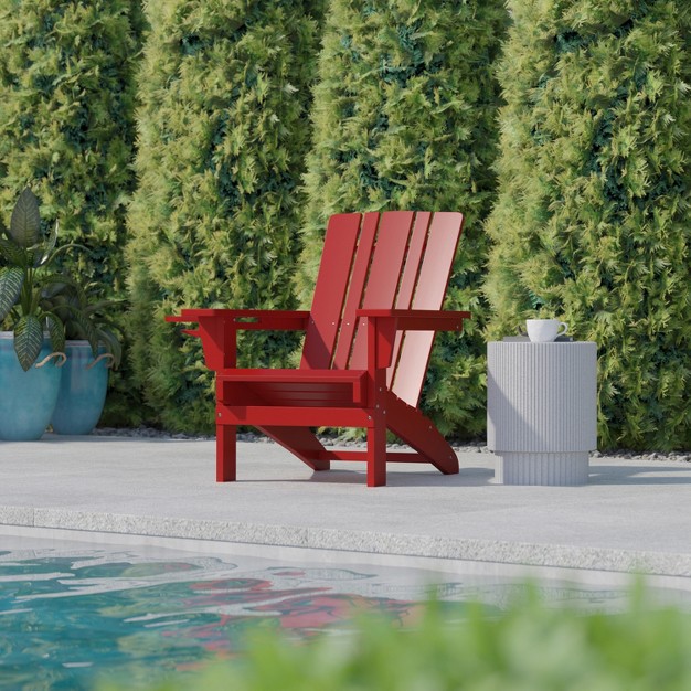 Flash Furniture Halifax Adirondack Chair With Cup Holder Weather Resistant Hdpe Adirondack Chair