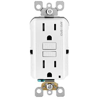 Leviton 15 Amp 125-Volt Duplex Self-Test SmartlockPro Tamper Resistant AFCIGFCI Dual Function Outlet White R92-AGTR1-0KW